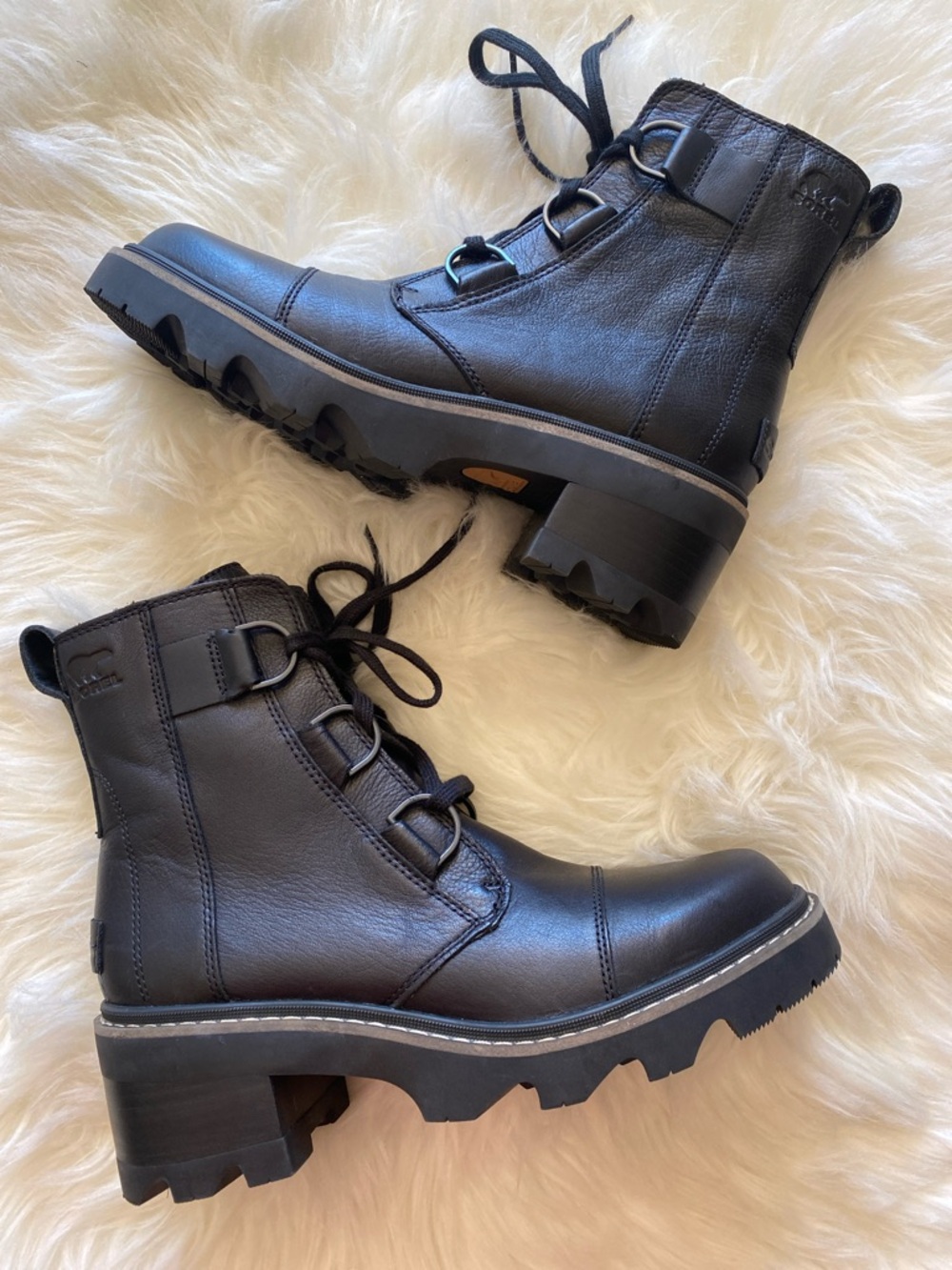 NEW Sorel Joan Now Waterproof Combat Boot Boots Lace Up Leather Black Size 10 - Picture 7 of 16